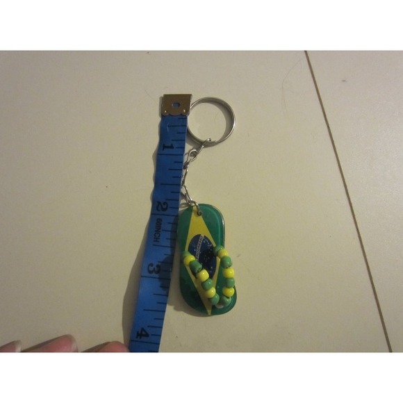 Brazil Flag Country Shape Flip Flop Beaded Souvenir Keychains - Picture 8 of 11